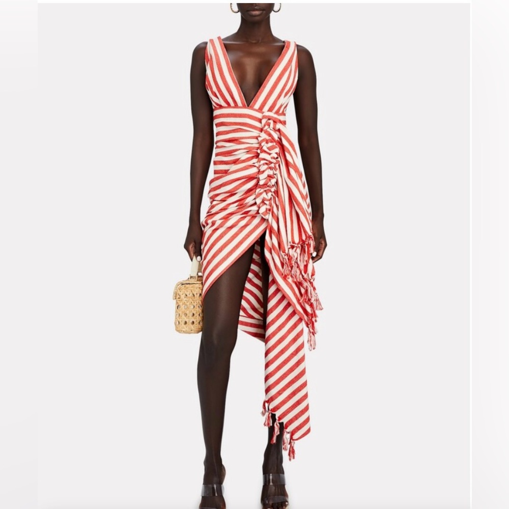 NWT  Just Bee Queen Tulum Striped Midi Dress in Chile/Creme Size Medium